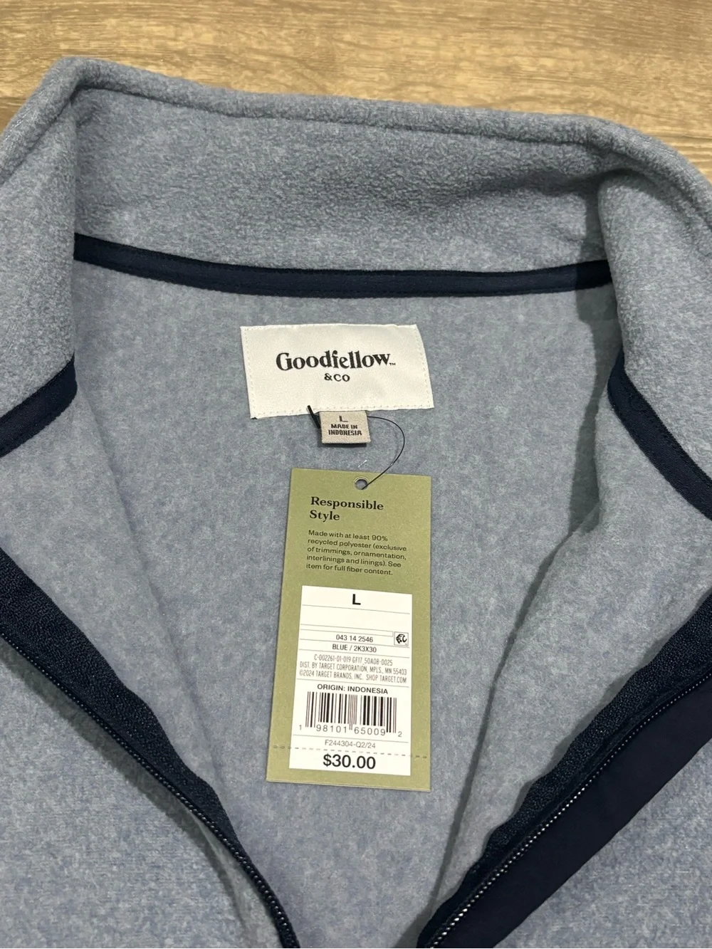 Goodfellow & Co Men's Polar Fleece Half Zip Sweatshirt Blue Size L